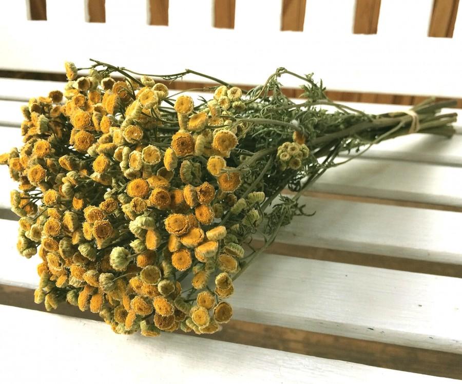 Hochzeit - TANSY Dried Flowers Gold Deep Yellow Country flower bunch Prim dried bouquet floral Rustic Decor Wedding Flowers Dried Flower bunch Shabby