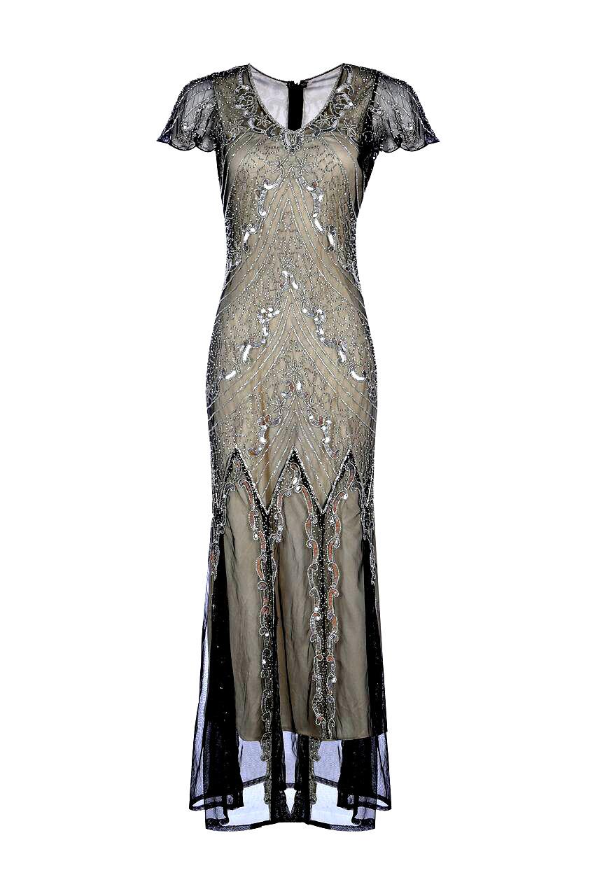 Hochzeit - Miranda Embellished Flapper Dress, 1920s Great Gatsby Inspired, Sequin Maxi Dress, Bridesmaid , Wedding Formal Dress, Plus Size Dress, S-4XL