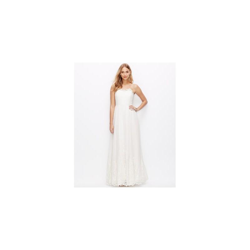 Wedding - Ann Taylor Lace Georgette Spaghetti Strap Gown -  Designer Wedding Dresses