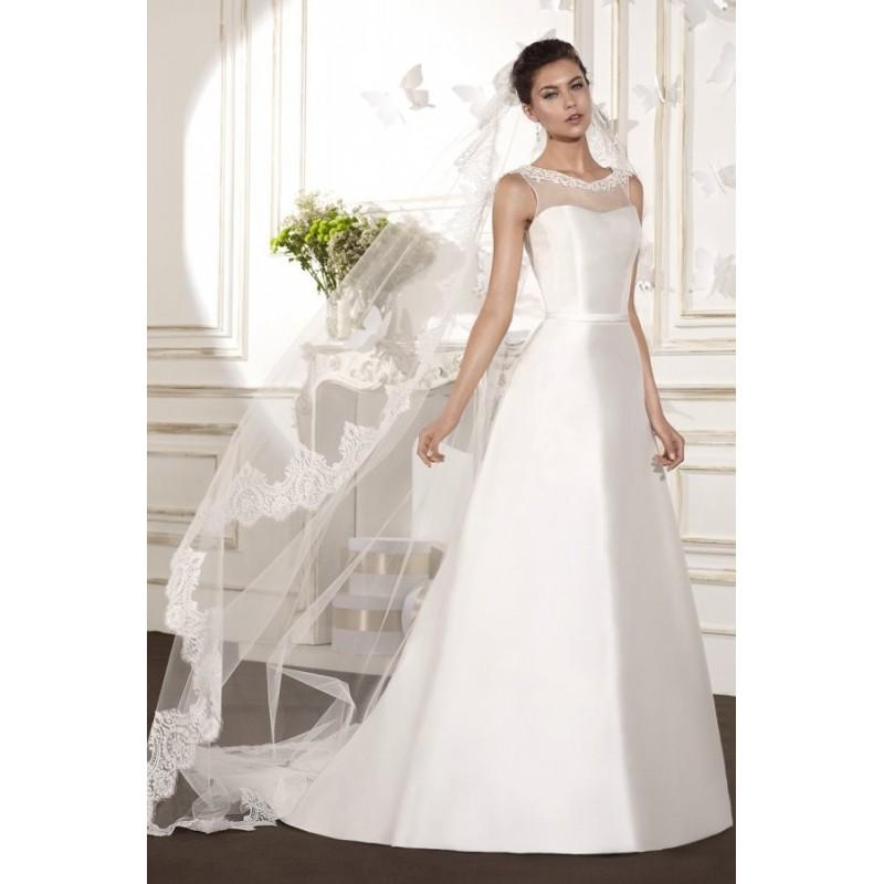 Свадьба - Style B8007 by Villais Collection from Karelina Sposa - Illusion Sleeveless Silk Chapel Length Floor length A-line Dress - 2017 Unique Wedding Shop