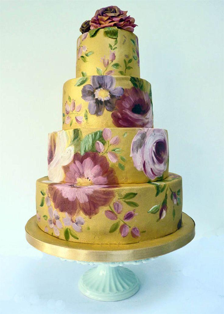Wedding - Flower Painted Cake