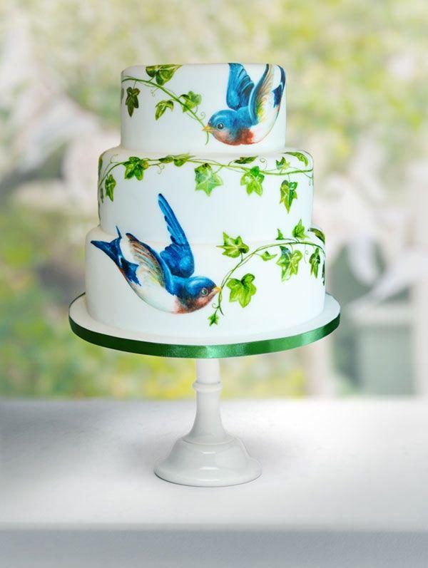 Wedding - Hand Painted Bird Cakes