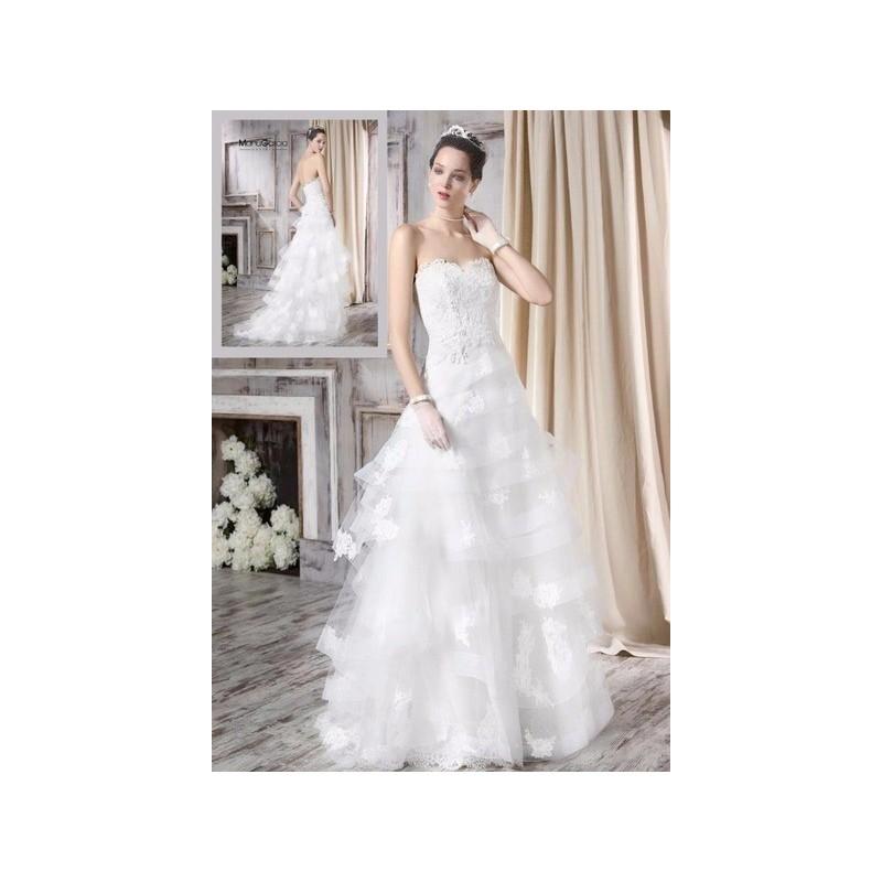 Hochzeit - Vestido de novia de Manu García Modelo MG0738 - 2016 Evasé Palabra de honor Vestido - Tienda nupcial con estilo del cordón
