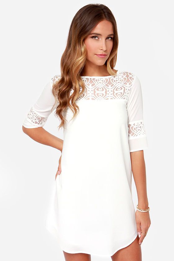 Wedding - BB Dakota Devera Ivory Lace Shift Dress