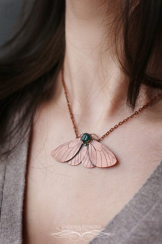Wedding - Moth Necklace, Butterfly Copper Pendant, Copper Realistic Moth Jewelry, Nature Lover Pendant, Butterfly Moth Insect Pendant Wildlife Pendant
