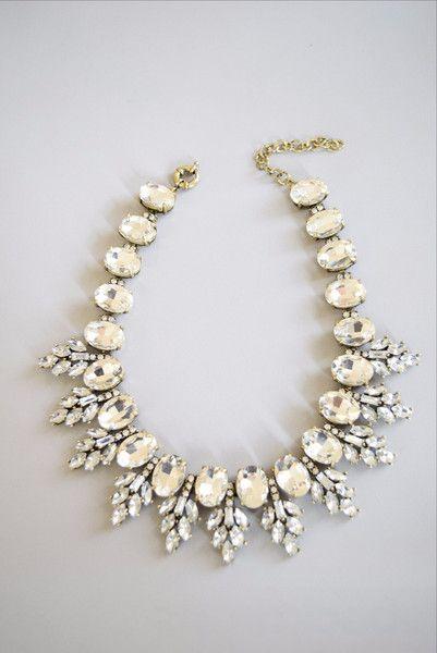 Hochzeit - Vintage Inspired Clear Crystal Statement Necklace