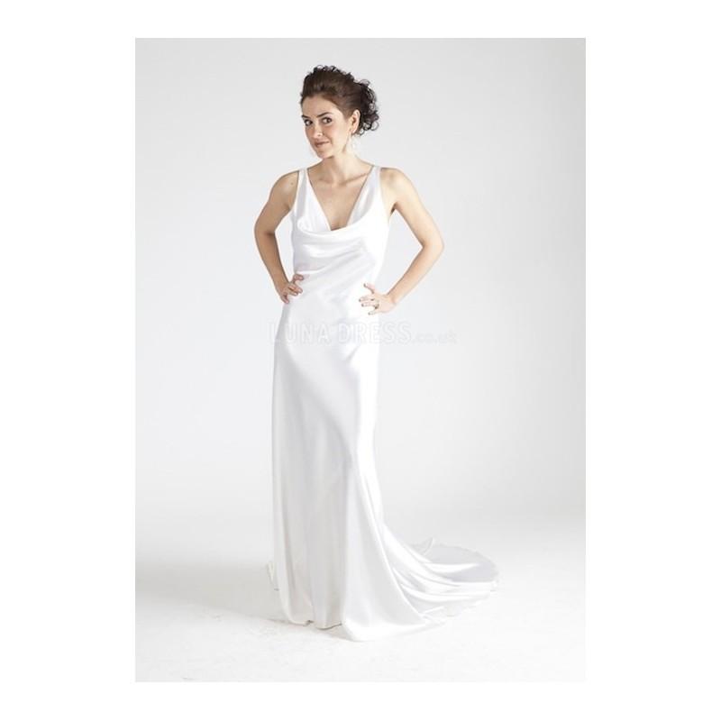 Свадьба - Cowl Neck Sheath/ Column Asymmetric Waist Elastic Silk Like Satin Floor Length Bridesmaid Gowns With Ruching - Compelling Wedding Dresses