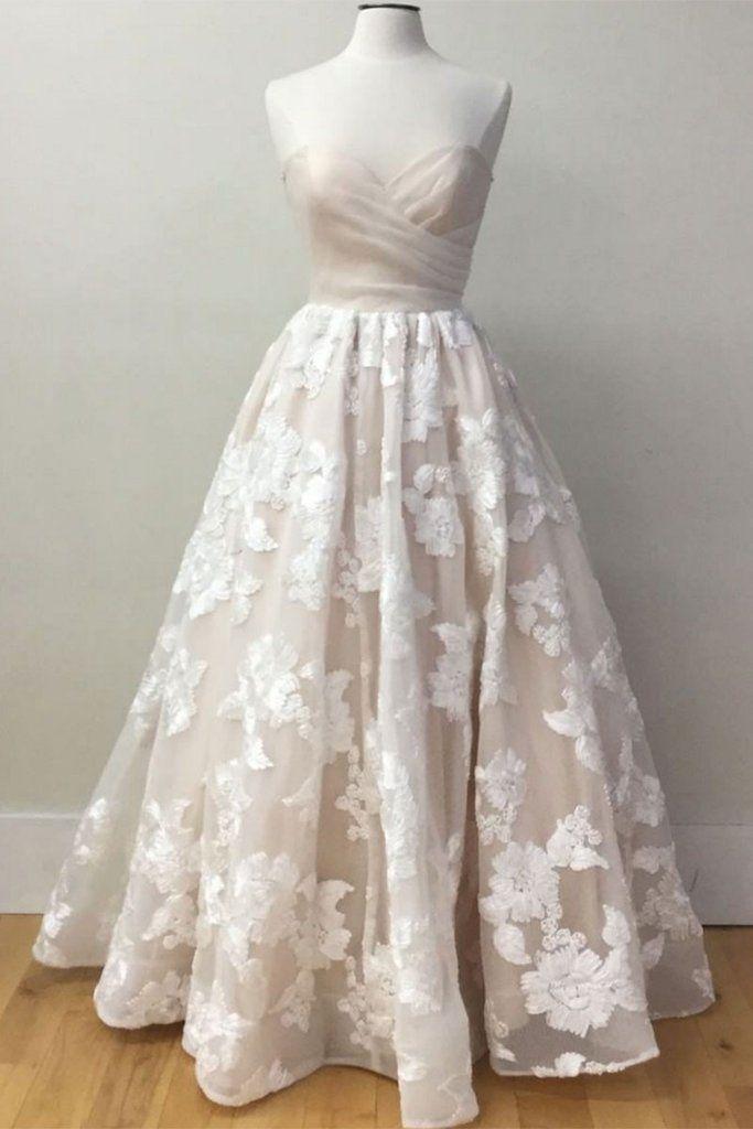 Wedding - Champagne Sweetheart Lace Tulle Lon