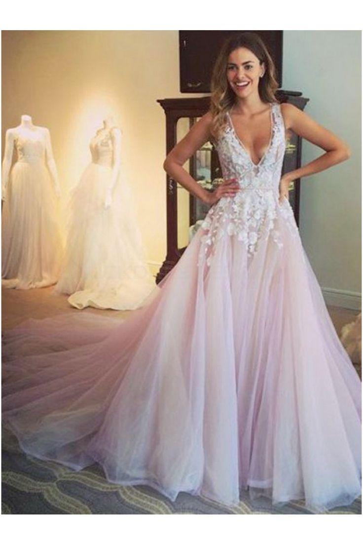 زفاف - Elegant Lace V-Neck Long Prom Formal Evening Party Dresses 3021054
