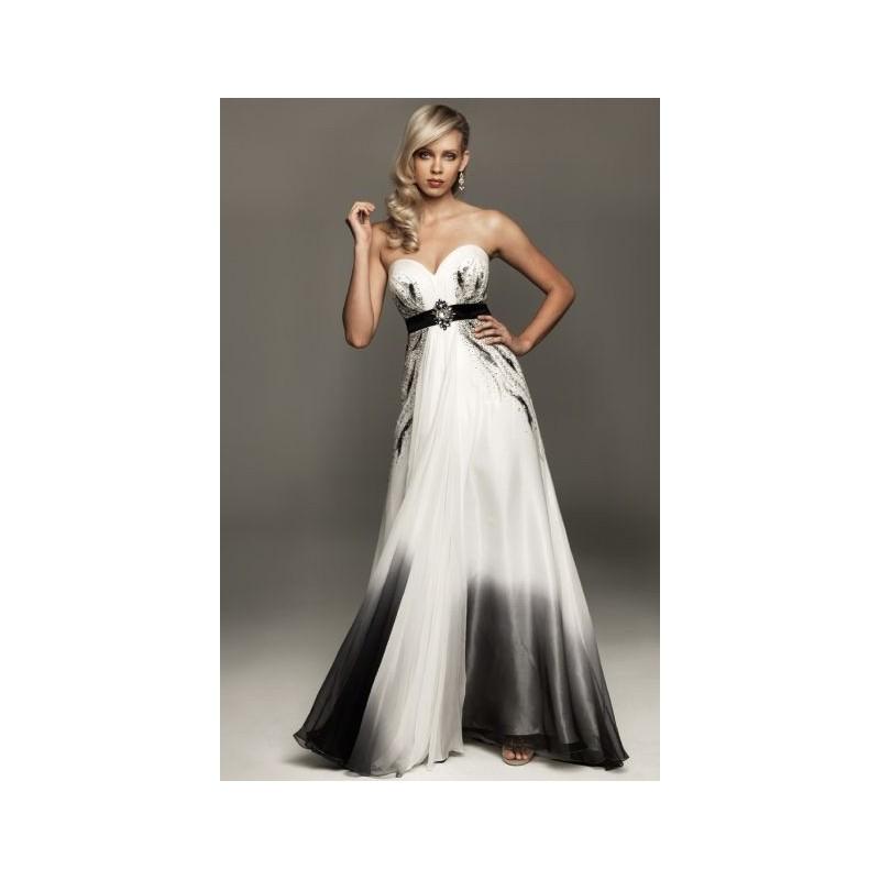 Mariage - White and Black Ombre Chiffon Evenings by Allure Prom Gown A403 - Brand Prom Dresses