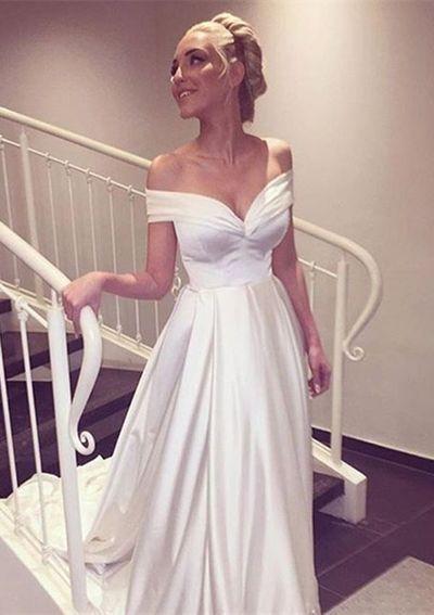 زفاف - WD07 Off The Shoulder Charming Wedding Dresses,A-Line Long Train Wedding Dress Custom Made Wedding Gown, From Fancygirldress