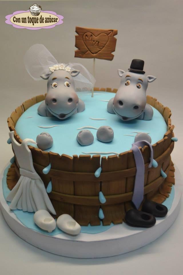زفاف - Hippo Wedding Cake. I Would Have Loved This Cake For Ryan And My Wedding. We Bot