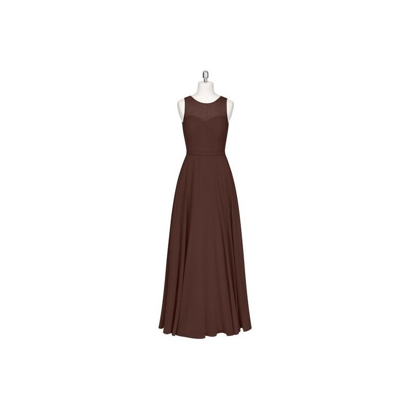 Wedding - Chocolate Azazie Hayden - Chiffon And Lace Sweetheart Floor Length Illusion - Charming Bridesmaids Store