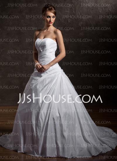 Свадьба - Ball-Gown Sweetheart Chapel Train Taffeta Wedding Dress With Ruffle Lace Beading Sequins (002012901)