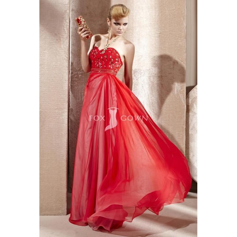 زفاف - Rote Sweetheart a-line trägerlosen langen Abendkleid mit Beading Mieder - Festliche Kleider 