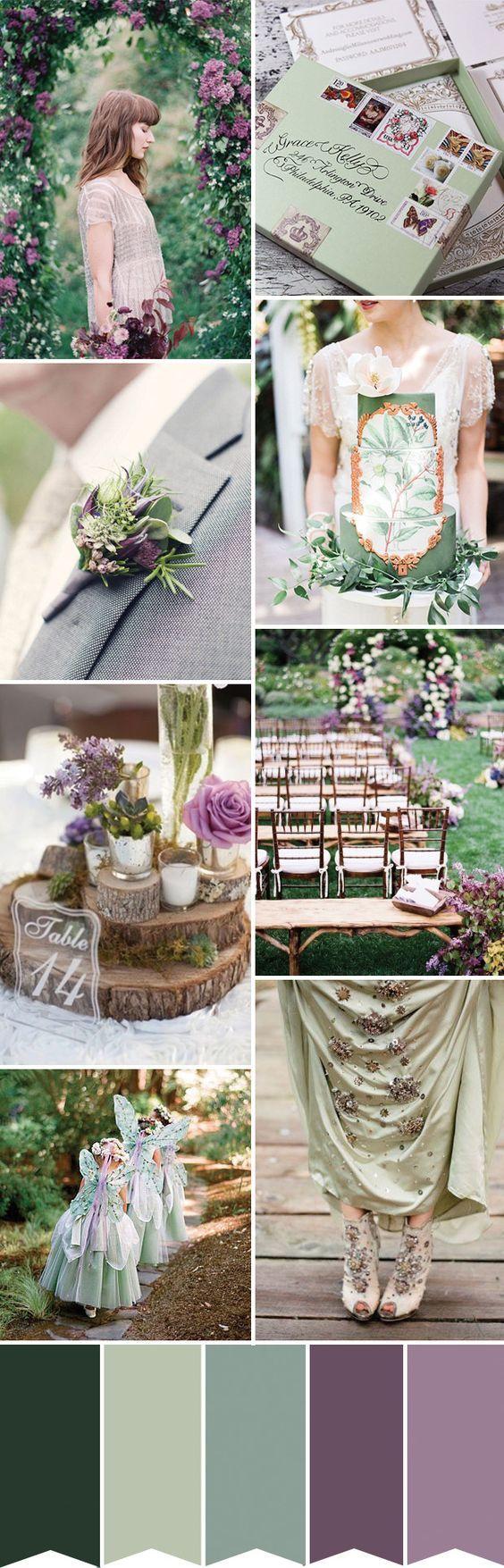 Hochzeit - A Fairytale Grean And Purple Wedding Inspiration Palette 