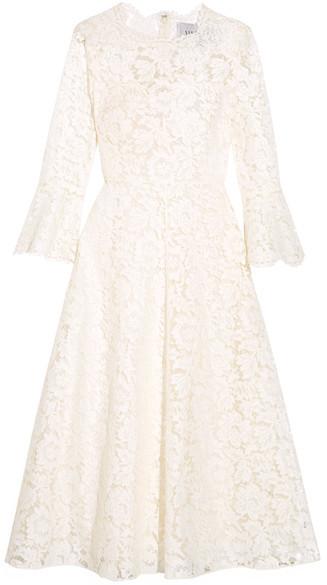 زفاف - Valentino - Corded Cotton-blend Guipure Lace Midi Dress - Ivory