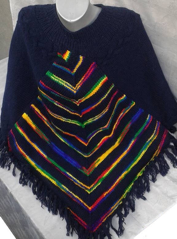Mariage - Chunky knit  Poncho, Women Poncho, Knit Cape Pancho, Rainbow poncho, Knitted Poncho, Multi Color Poncho,Rainbow, Boho poncho, Mexican poncho