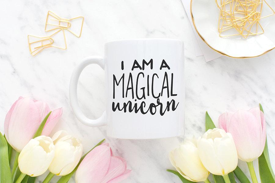 Mariage - I am a magical unicorn, Coffee mug, Tea mug, Coffee cup, Mugs, Ceramic Mug, Hand Lettered Calligraphy Type Font, Funny mugs, Mug, MC03