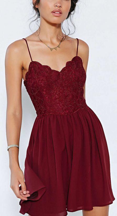 Mariage - Burgundy Short Prom Dresses,lace Homecoming Dresses,chic Homecoming Dress,513