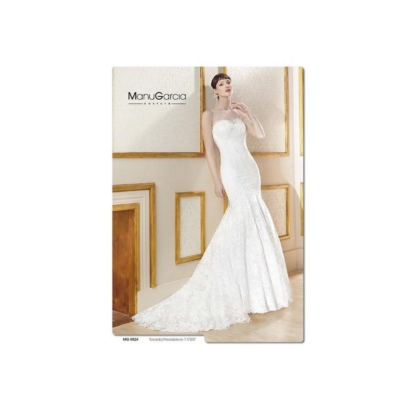 Hochzeit - Vestido de novia de Manu García Modelo MG0824 frente - 2017 Sirena Palabra de honor Vestido - Tienda nupcial con estilo del cordón