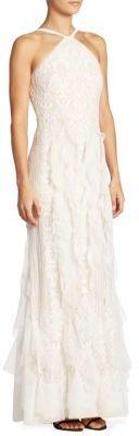 Hochzeit - BCBGMAXAZRIA Ruffled Lace Halter Gown