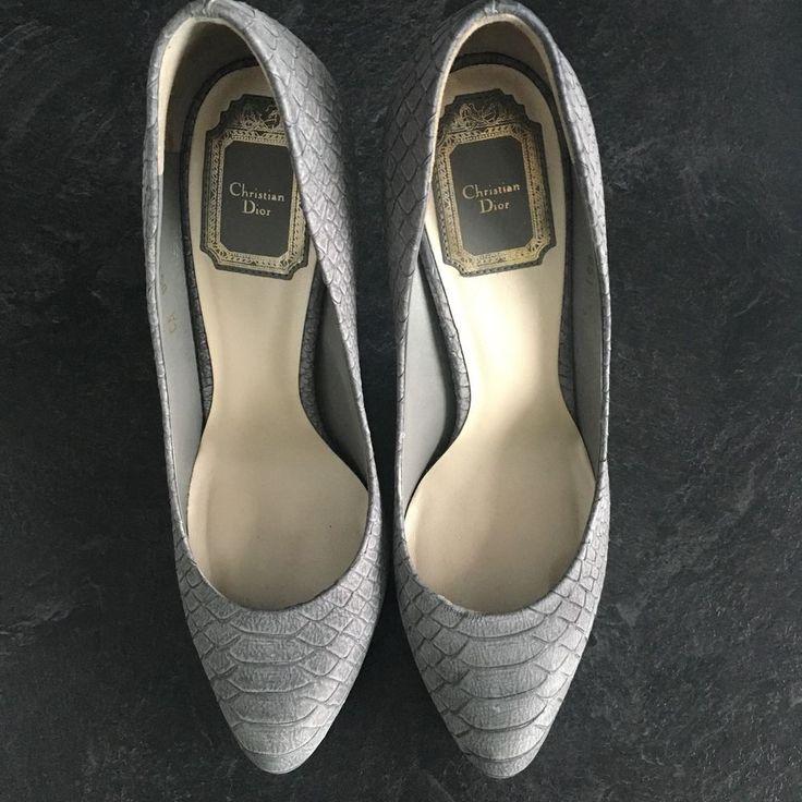 Mariage - AUTHENTIC CHRISTIAN DIOR GRAY SUEDE PYTHON PRINT PUMPS SIZE 7
