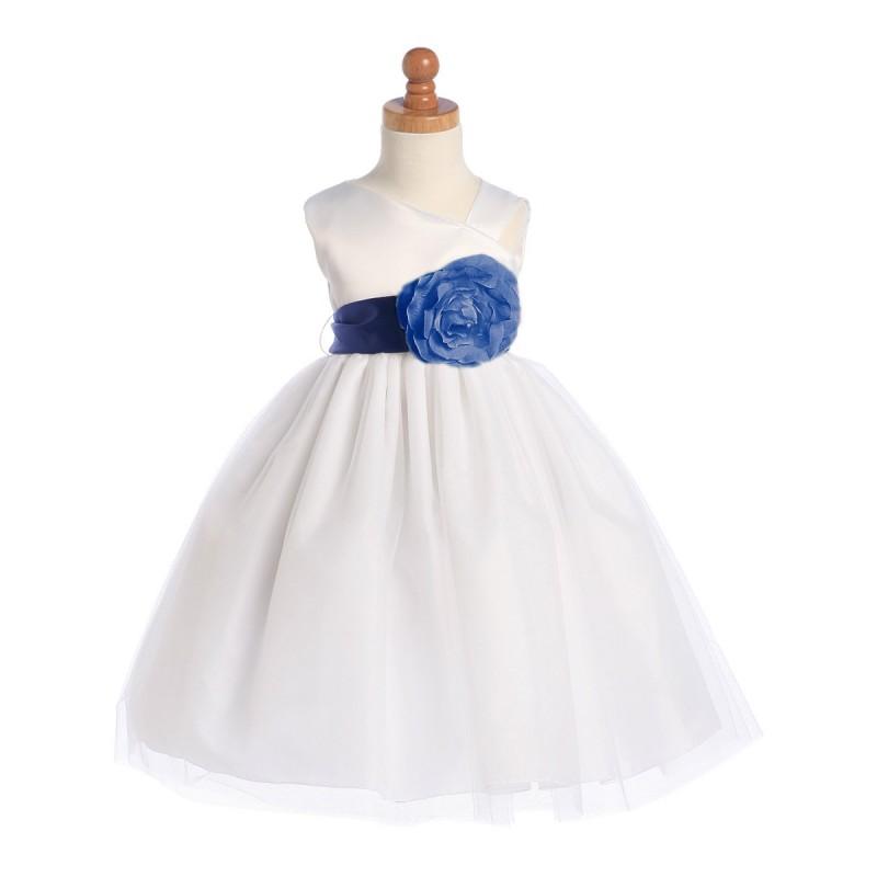 زفاف - Blossom White Sleeveless Satin Bodice and Tulle Skirt w/ Detachable Sash and Flower Style: BL209 - Charming Wedding Party Dresses