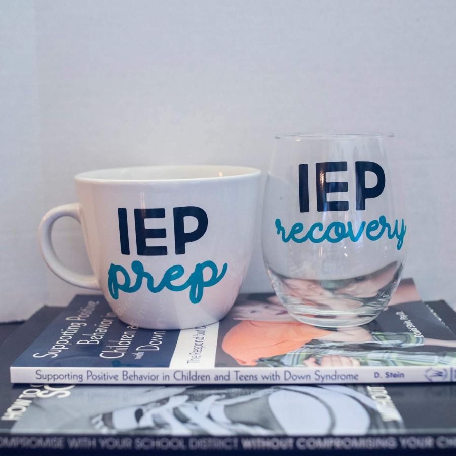 زفاف - IEP Wine Glass and Coffee Mug Set - IEP Prep and IEP Recovery Set - Special Needs Parents Wine Glass - Special Needs Mom - Special Needs Dad