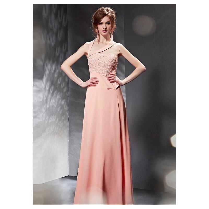 زفاف - In Stock Chic Stretch Crepe De Chine & Malay Satin & Transparent Net A-line Full Length Prom Dress - overpinks.com