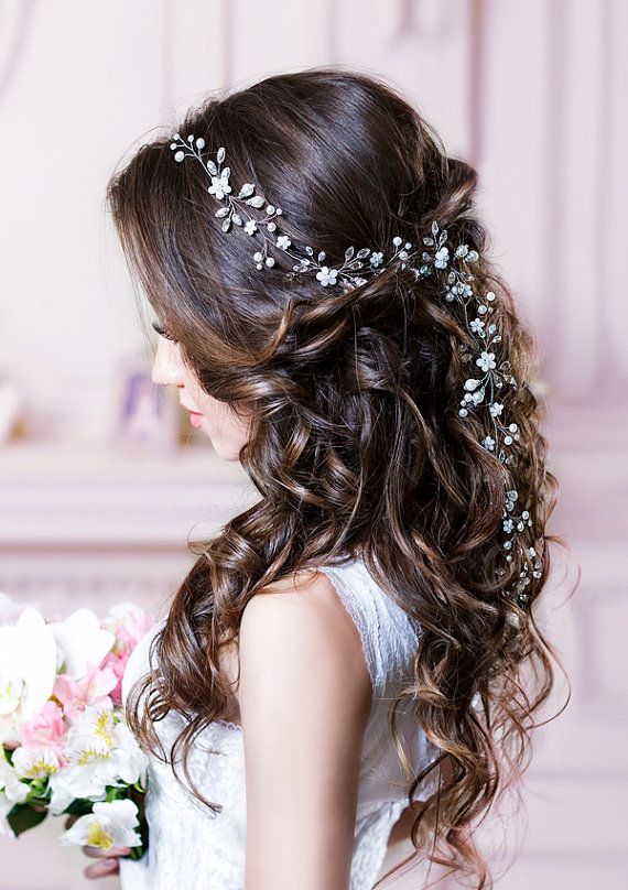 Mariage - Bridal Hair Vine Long Hair Vine Wedding Hair Vine Flower Hair Vine Wedding Headpiece Pearl Hair Vine Bridal Hairpiece Crystal Hair Vine