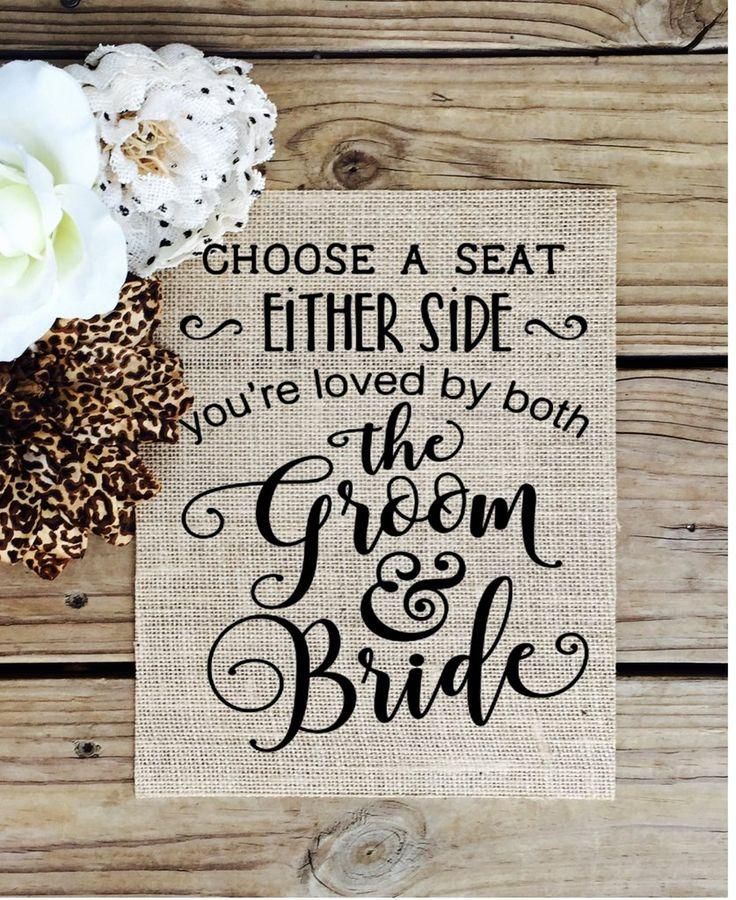 Mariage - Burlap Choose A Seat Not A Side - Wedding Sign