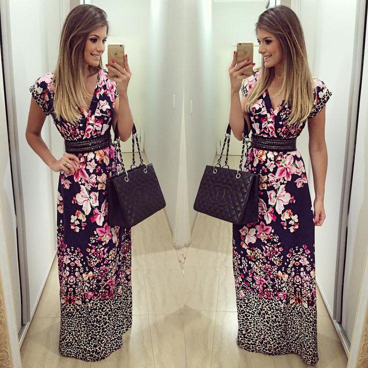 زفاف - Blog Trend Alert On Instagram: “{Long Dress} By @estilonanaminze  A Estampa Mais Linda Eveeer  • #lookdodia #lookoftheday #ootd #selfie #blogtrendalert Cinto…”