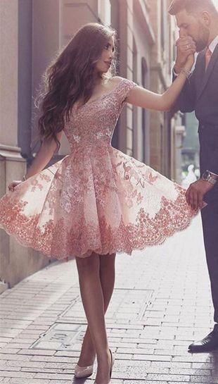 Hochzeit - Gorgeous Short Sleeve Prom Dress,Short Dress,Lace 2017 Homecoming Dress Short Tulle Prom Dress,A-line Prom Dress,Mini Dresses,L101 From Tidedress