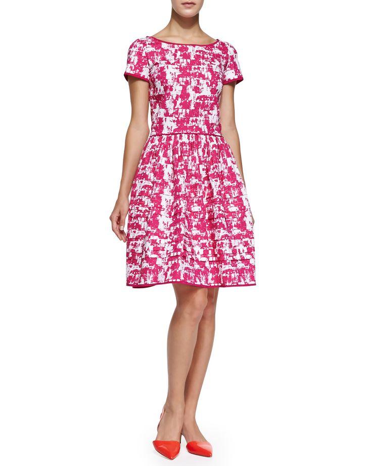 Mariage - Short-Sleeve Printed Fit & Flare Dress