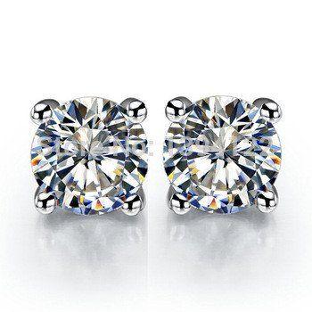 زفاف - 4CT Round Cut Russian Lab Diamond Solitaire Stud Earrings