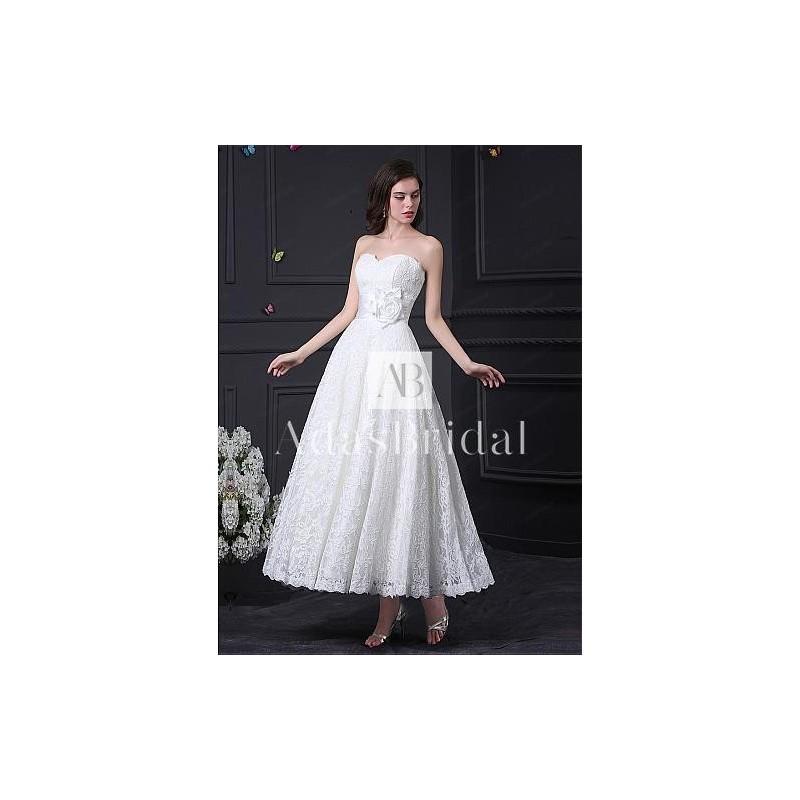 Wedding - Glamorous Lace Sweetheart Neckline Ankle-length A-line Wedding Dress - overpinks.com