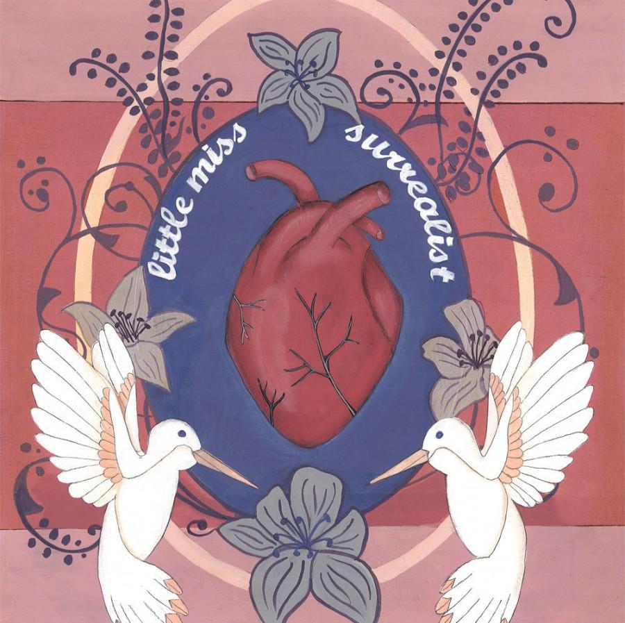 زفاف - Little miss surrealist, anatomical heart and hummingbirds illustration art print, whimsical anatomy heart print, anatomical heart floral
