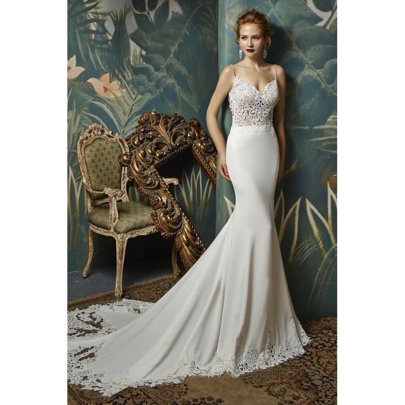 Mariage - Enzoani Juri by Blue by Enzoani - Ivory Georgette  Lace Backless  Low Back Floor Sweetheart  Straps Wedding Dresses - Bridesmaid Dress Online Shop