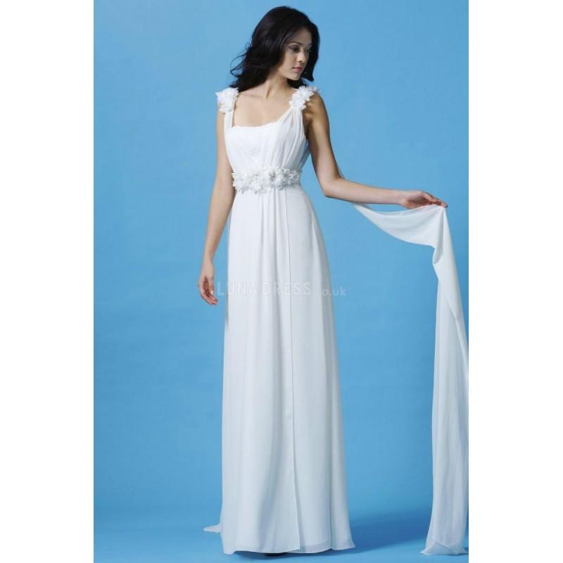 Свадьба - Straps Sheath/ Column Chiffon Empire Waist Sleeveless Casual Wedding Gowns - Compelling Wedding Dresses