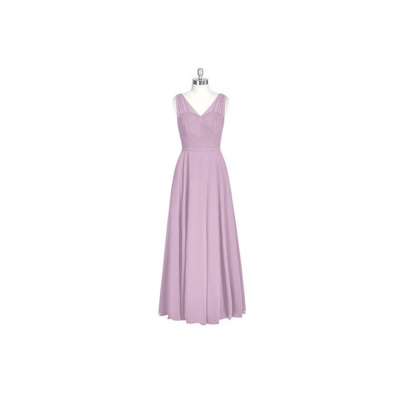 Mariage - Wisteria Azazie Eileen - Illusion Floor Length Chiffon And Lace V Neck Dress - Charming Bridesmaids Store