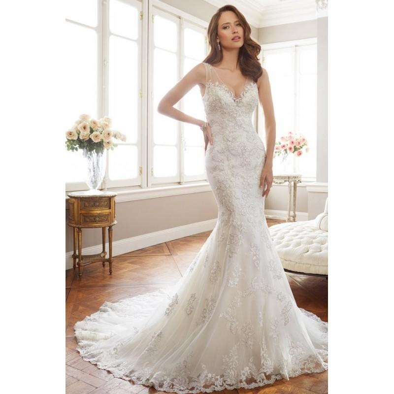 زفاف - Style Y11712 by Sophia Tolli for Mon Cheri - V-neck Floor length LaceSatinTulle Fit-n-flare Dress - 2017 Unique Wedding Shop