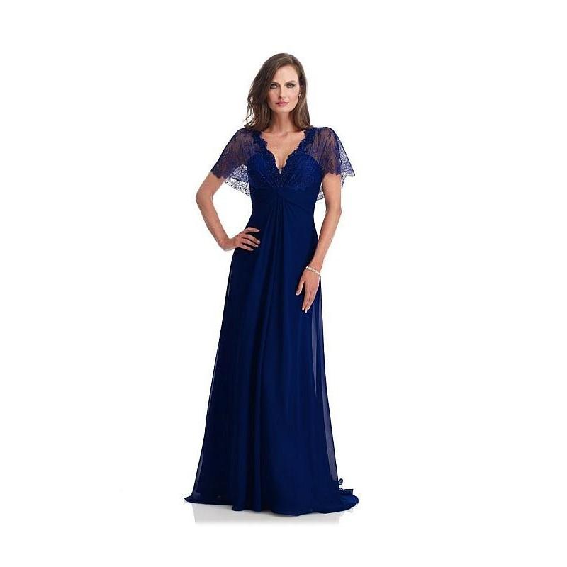 زفاف - Glamorous Chiffon A-line Gown V-neck Floor-Length Mother Dress - overpinks.com