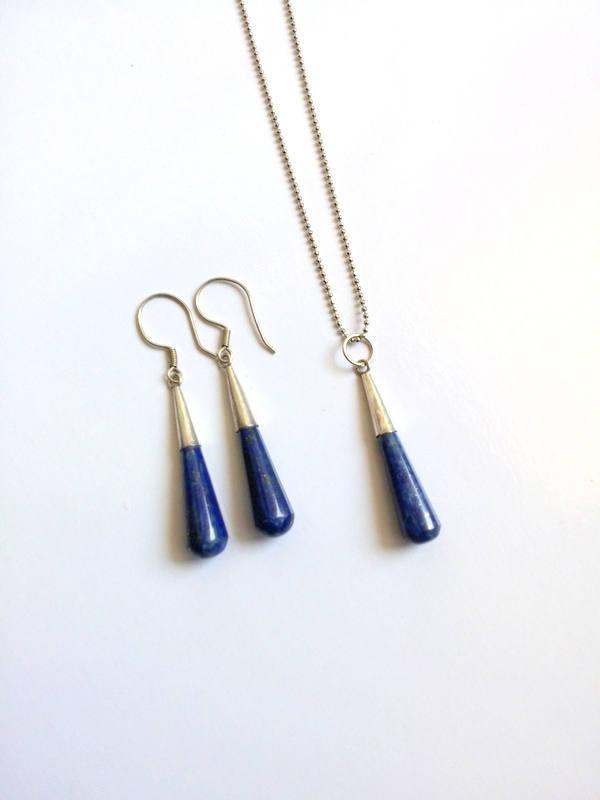 Mariage - Lapis Lazuli Jewelry Set, Lapis Lazuli Necklace, Lapis Lazuli Earrings, Natural Stones, Chakra Pendants, Energy Stones, Parents Day Gift