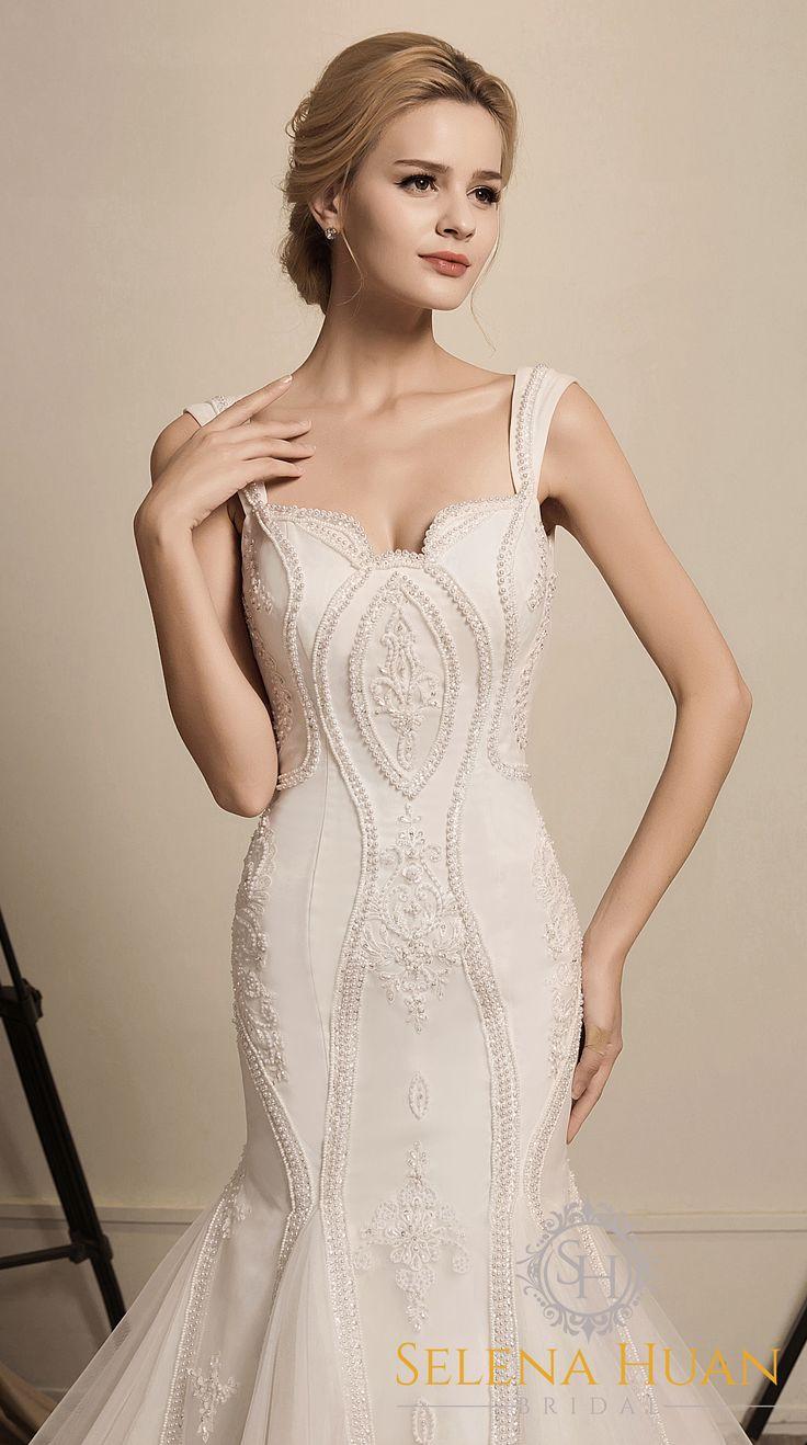Hochzeit - The Little Mermaid - Selena Huan Pearl Beaded Lace Sleeveless Mermaid Gown