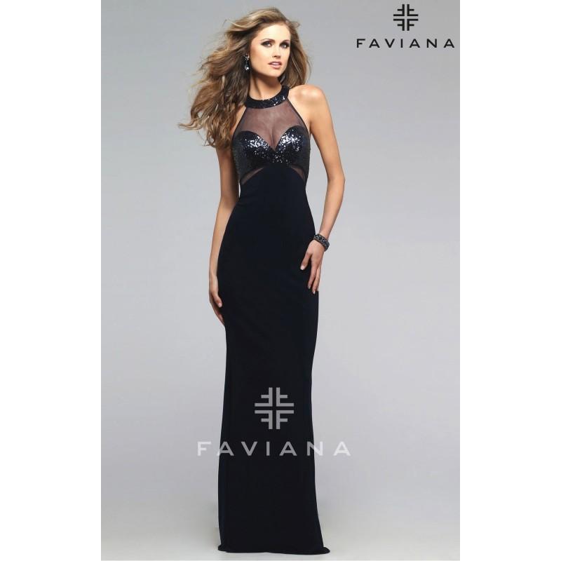 Mariage - Navy Faviana 7768 - Open Back Dress - Customize Your Prom Dress