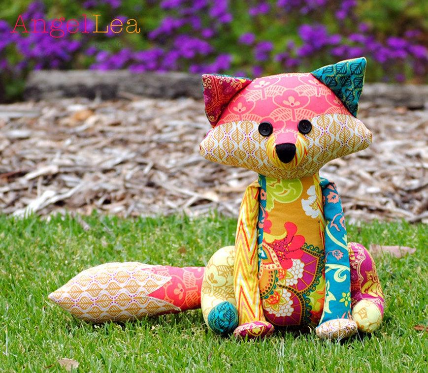Wedding - Fox Softie PDF Sewing Pattern, Francie the Fox Stuffed Animal Pattern, Patchwork Fox Pattern