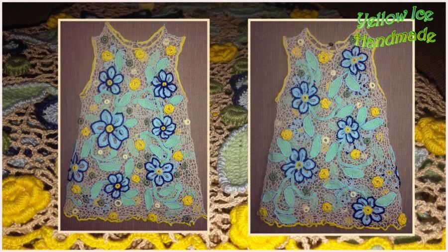 Wedding - Crochet girls dress "Little Honey", Flowers dress, gift for girls, Irish Lace, authors design