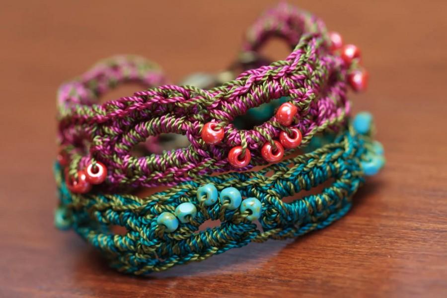 Hochzeit - CROCHET PATTERN, Crochet Bracelet Pattern, Bead Jewelry Tutorial, Thread Crochet- Instant Digital Download (39)