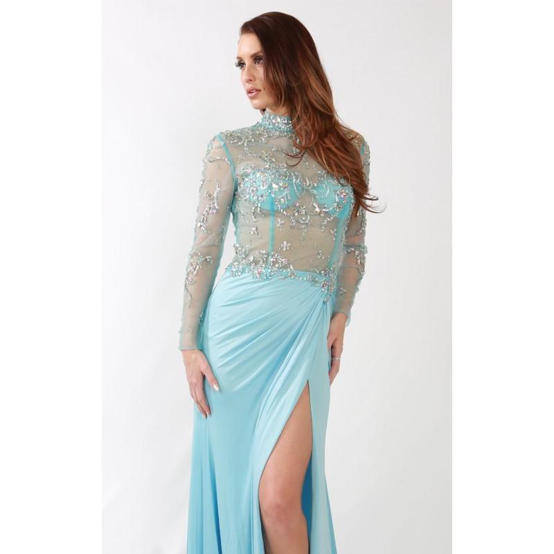 زفاف - Sexy Long Sleeve Slit Gown by Mishel Couture 1677 - Bonny Evening Dresses Online 